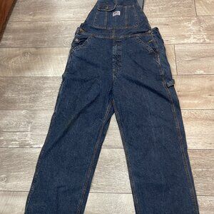 Vtg 90s Womens Large NEVADA Jeans Overalls Denim Baggy 100% Cotton Bib 38 Large